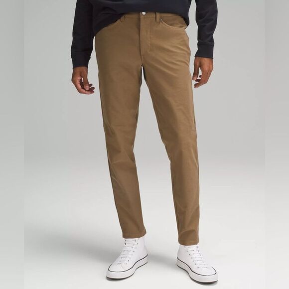 Men's Brown Casual Pants Canvas ABC Slim-Fit 5 Pocket 31L Utilitech Sz 34 - Picture 1 of 6